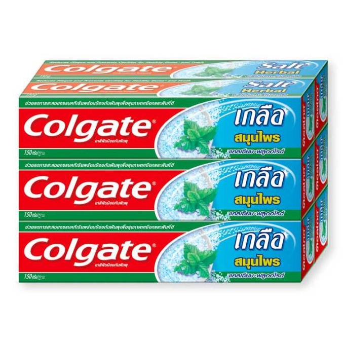 คอลเกต-ยาสีฟัน-สูตรเกลือ-สมุนไพร-ขนาด-150-กรัม-แพ็ค-6-กล่อง