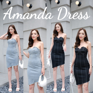 Amanda Dress เดรสผ้ายีนส์ยืดพรีเมี่ยม ซิปซ่อนด้านหลัง ใส่แล้วหุ่นเป๊ะ ใส่สบาย ไม่แข็งไม่รั้ง