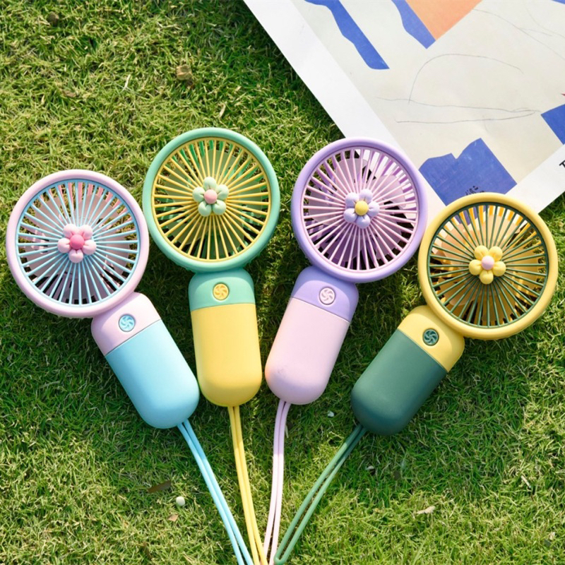 mini-fan-usb-พัดลม-พัดลมมือถือ-พัดลมพกพา-มีสายห้อย-สีน่ารัก-พกพาสะดวก