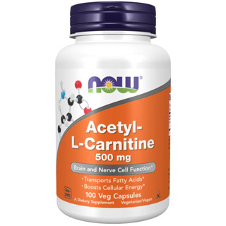 Now Acetyl-L-Carnitine 500mg 100Cap - อะเซทิล-แอล-คาร์นิทีนแคปซูลผัก 100 แคปซูล
