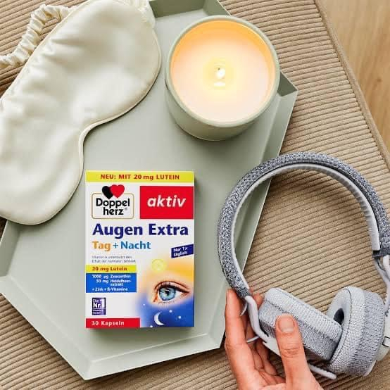 บำรุงสายตา เยอรมัน DoppelHerz aktiv Augen extra Tag+Nacht เพิ่มLutein20mg  +บิลเบอรี่ 30 เม็ด