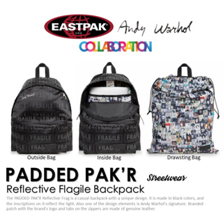 EASTPAK Padded Pak’R Reflective Flagile Laptop Backpack (EK62060V) กระเป๋าเป้ โน๊ตบุ๊ค 14 นิ้ว Andy Warhols signature