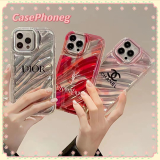 🍑CasePhoneg🍑ป้องกันการหล่น ขอบเต็ม iPhone 11 14 pro max เลเซอร์ แฟชั่น แบรนด์ไทด์ สีชมพู case for iPhone 12 13