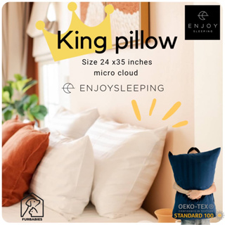 Enjoysleeping Oversized King Size Pillow หมอน Jumbo หมอน ใบใหญ่พิเศษ ใยห่านเทียม  ขนาด 24x35 นิ้ว รวมขอบ ( 22x33x2") ขนาดใหญ่ พิเศษ big pillow