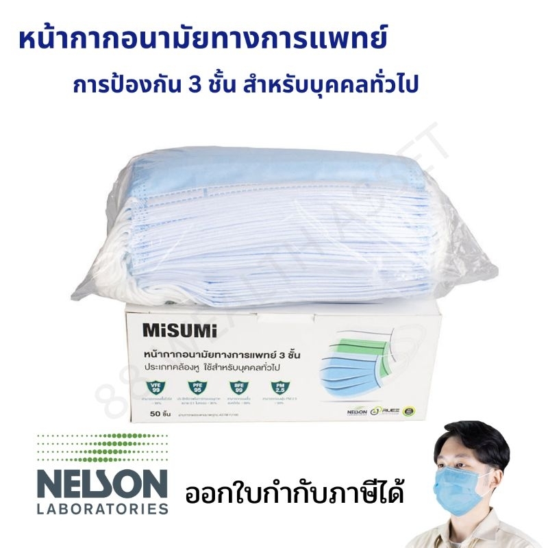 หน้ากากอนามัยทางการแพทย์-3-ชั้น-พร้อมส่ง-เซ็ต-3-กล่องราคาพิเศษ-mask-misumi-ปกติกล่องละ-125-บาท-x3-375-บาท