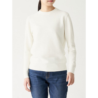 เสื้อไหมพรมคอกลม เสื้อไหมพรมผู้หญิง MUJI : UV cut cotton silk crew neck sweater #15868066776