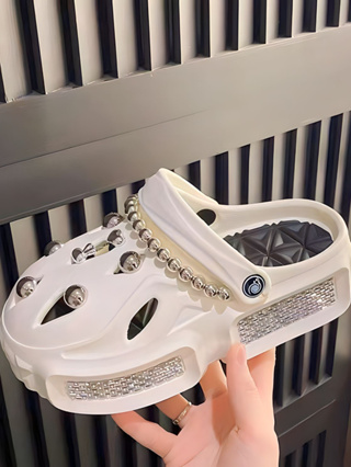 ❌พร้อมส่ง ส่งไว❌รองเท้าหัวโต New Collection รองเท้า+ตัวติดครบ สูง 2 นิ้ว สีขาว