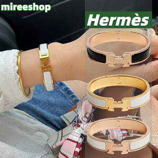 🍒แอร์เมส Hermès Clic H bracelet/Womens narrow bracelet/Rose gold/silver/gold