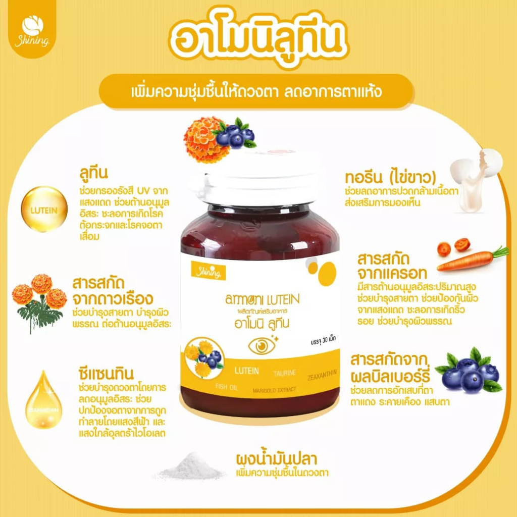 1กระปุก-shining-armoni-lutein-อาโมนิ-ลูทีน-วิตามินบำรุงสายตา-ตาแห้ง-กลูต้าอาโมนิ-บำรุงสายตา-ฟื้นฟูดวงตา-30เม็ด