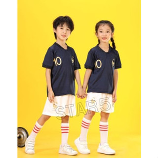 A1073 เสื้อกีฬาฟุตบอลเด็กแขนสั้น ลายทีมชาติฝรั่งเศษ 2023 พร้อมสกรีนชื่อ+เบอร์ สินค้าคุณภาพAAA ป้ายงานปัก ราคาถูกสุดๆ