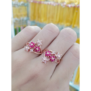 #แหวนนาคหัวพลอยดอกไม้สีชมพู