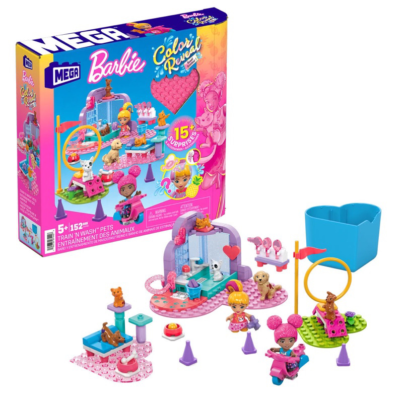 mega-barbie-color-reveal-train-n-wash-pets-เมก้า-บาร์บี้-ชุดตัวต่อธีมฝึกสัตว์เลี้ยง-hhp89