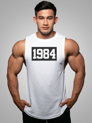 1984 เสื้อแขนกุดเว้าแขนกว้าง Drop Arm Sleeveless Muscle Shirt