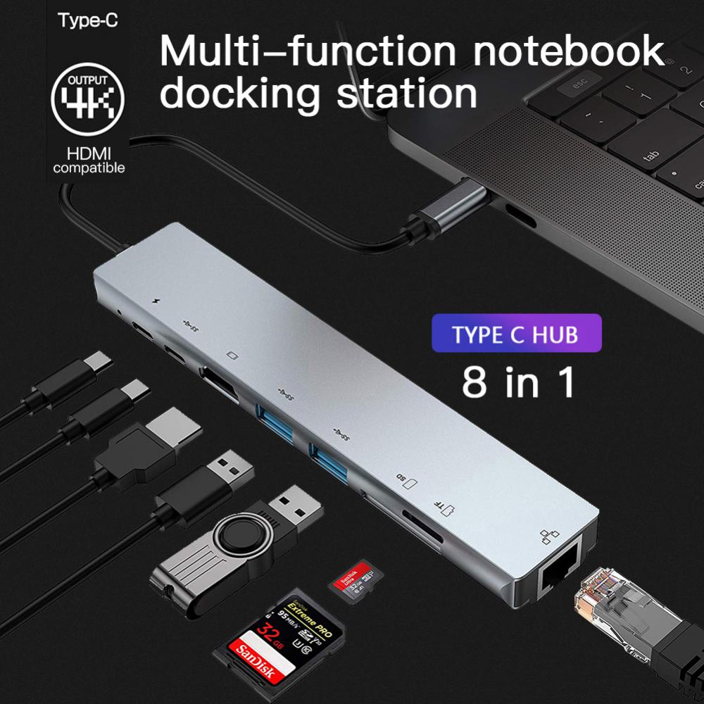Usb hub อแดปเตอร์ 6 in 1 usb c hub Type C เป็น USB 3.0+60W PD+USB 2.0 ...
