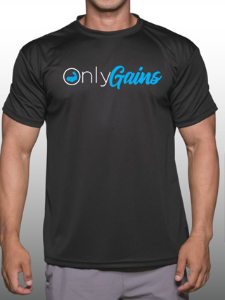 ONLY GAINS เสื้อยืดแขนสั้นผู้ชาย Men’s Gym Workout Bodybuilding Muscle T-Shirt
