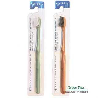 คเว็ล แปรงสีฟัน ขนนุ่ม พิเศษ มี 2 แบบให้เลือก KVELL Extra Soft Charcoal Toothbrush ปลายแหลม ทำความสะอาด