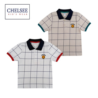 Chelsee เสื้อโปโล เด็กผู้ชาย แขนสั้น รุ่น 127916 ลายตาราง อายุ 3-11 ปี ผ้า 100%Cotton เสื้อผ้าเด็กโต