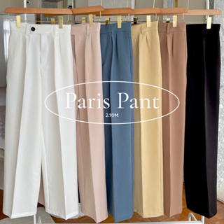 Paris Pant กางเกงขายาวทรงกระบอกกลาง ดีเทลขอบยื่นกระดุมดำ