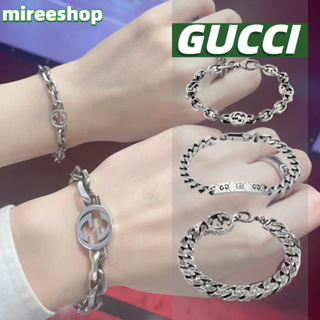 🍒กุชชี่ Gucci สร้อยข้อมือ Silver Bracelet With Interlocking G