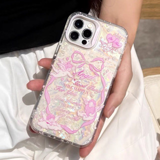 Bugbox ribbon glitter phone case เคสไอโฟนสีมุกเรืองแสงลายคิวปิด