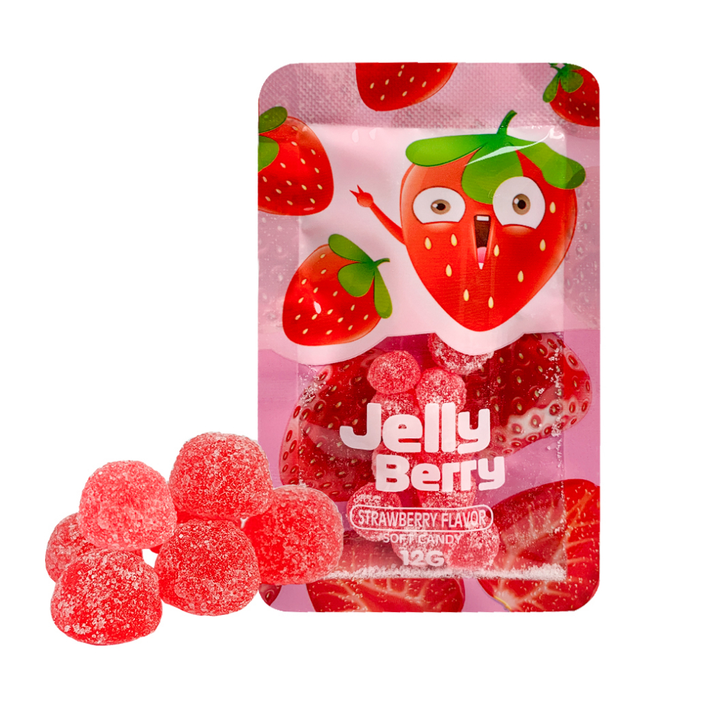 2-รสชาติ-เยลลี่-เยลลี่เคี้ยวหนึบ-รสผลไม้-สตรอเบอร์รี่และเบอร์รี่-เคลือบน้ำตาล-เปรี้ยวหวาน-jelly-berry-soft-candy