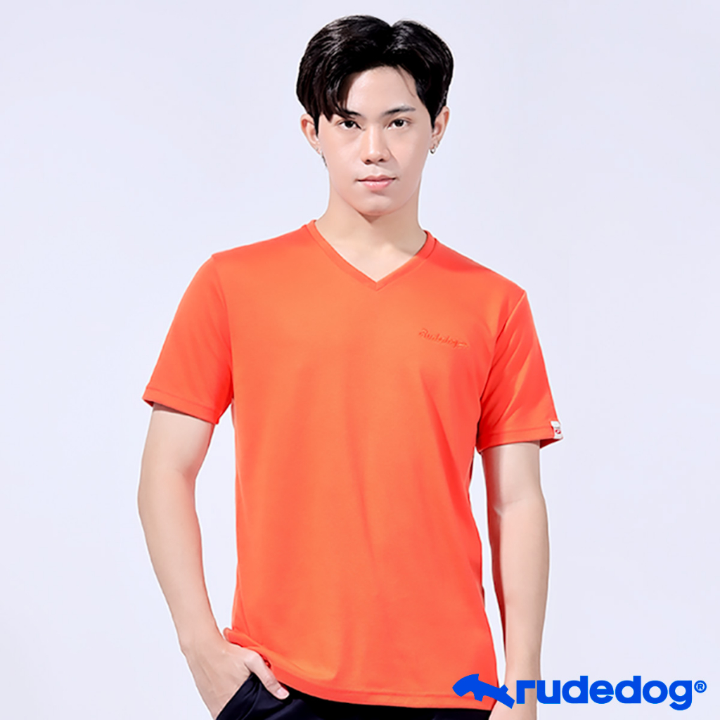 Hashtag เสื้อยืดแขนสั้นคอวี RUDEDOG ทรงผู้ชาย รุ่น JOHN HANCOCK สินค้า