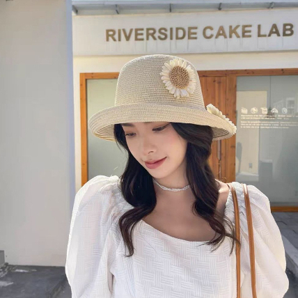 หมวกสานผู้หญิงน่ารักๆพร้อมจัดส่งจากไทย-a132
