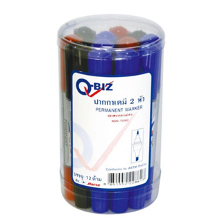 Q-BIZ คิวบิซ ปากกาเคมี 2 หัว คละสี แพ็ค 12 ด้าม ปากกา
