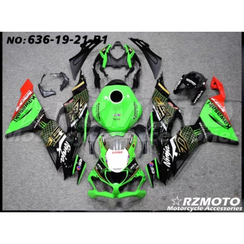 ชุดแฟริ่ง-kawasaki-zx6r-636-ปี19-20-22-เปลือกรถมอเตอร์ไซค์-ชุดเฟรม-ฝาครอบบิ๊กไบค์-ข้างซ้ายข้างขวาด้านหลัง