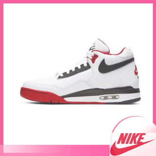 Nike Flight Legacy mid Red and white ทั้งสองเพศ ระบายอากาศ รองเท้าบาสเก็ตบอล