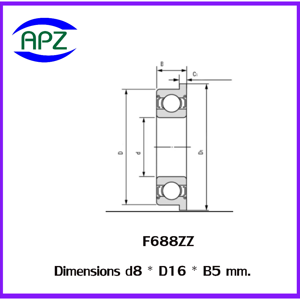 f688zz-ตลับลูกปืนหน้าแปลนขนาดเล็ก-ฝาเหล็ก-2-ข้าง-f688z-miniature-bearing-f688-zz-จัดจำหน่ายโดย-apz
