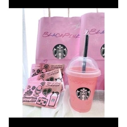 พร้อมส่ง-เซทแก้ว-reuse-ของใหม่-starbucks-blackpink-taiwan