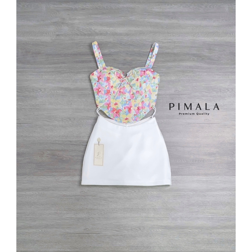 pimala-เซ็ทเสื้อดอกไม้คัลเลอร์ฟูลมาคู่กับกระโปรงกาง-รบกวนเช็คสต๊อกก่อนกดสั่งซื้อ
