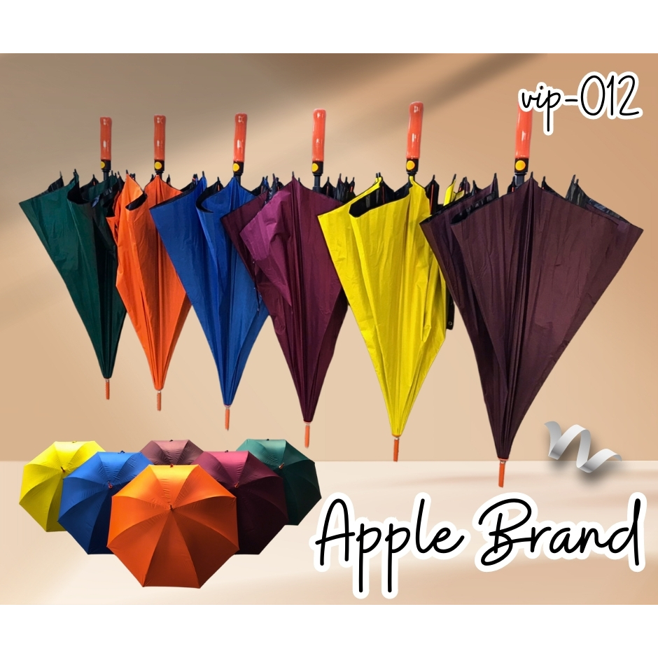 Apple Umbrella ร่มกอร์ฟ 28นิ้ว UVดำ โครงไฟเบอร์สีส้ม ด้ามจับฟองน้ำ ผ้า