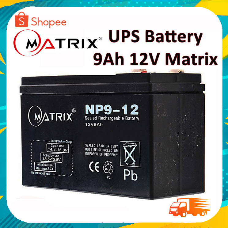 matrix-แบตเตอรี่ยูพีเอส-battery-ups-12v-9ah-แบตเตอรี่เครื่องสำรองไฟแบบแห้ง