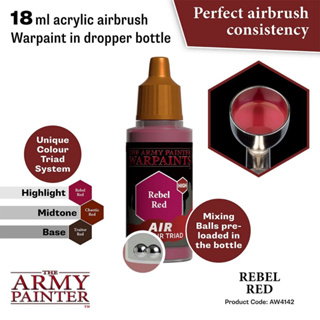 🔥มีของพร้อมส่ง🔥 Army Painter Air Rebel Red - 18ml AP-AW4142 สีอะคริลิค สูตรพ่น ใช้ร่วมกับ Airbrush Water Based Acrylic