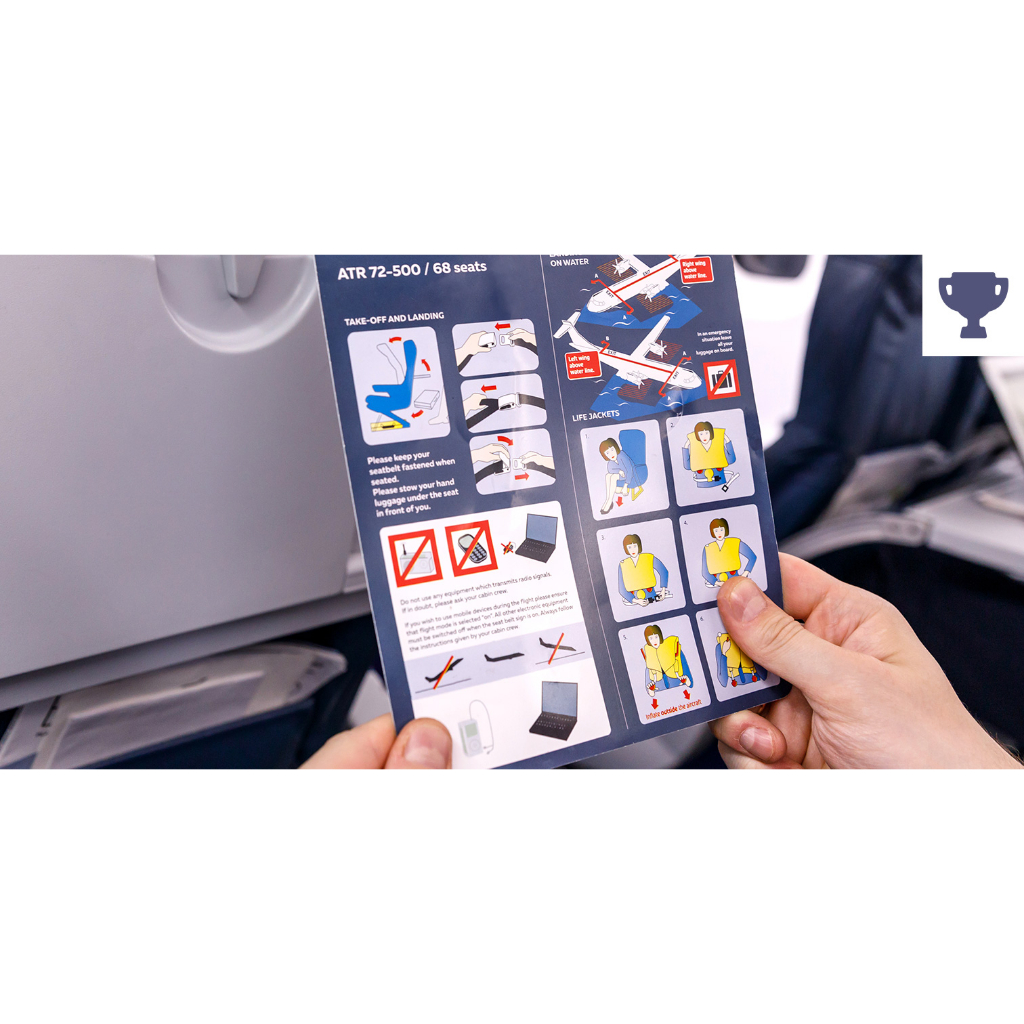 Aircraft safety card safety pamphlet airline Aviation Safety Cards