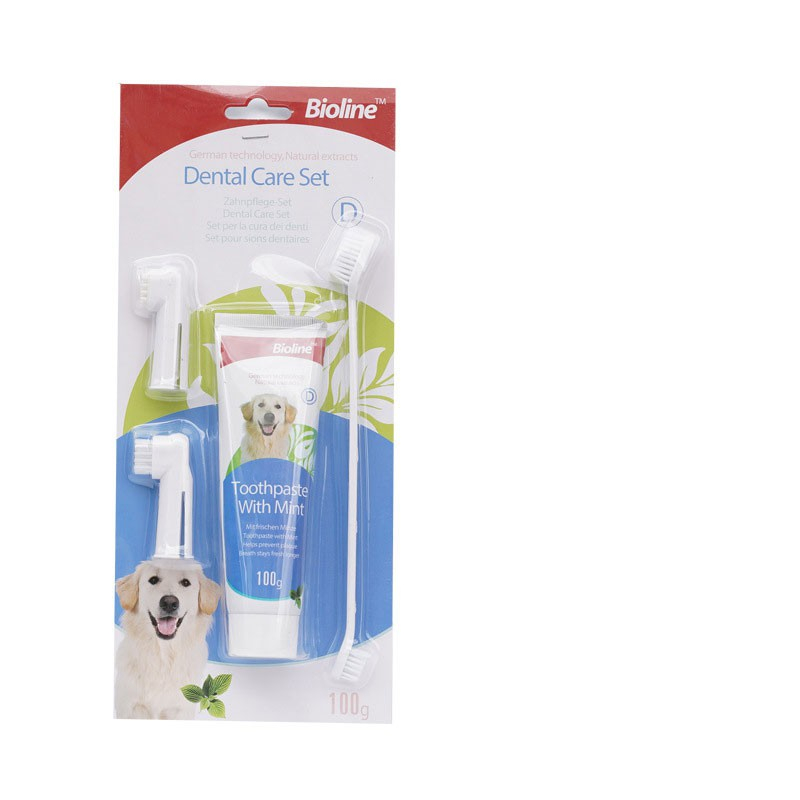 Bioline Dental Care Set ชุดแปรงฟันสัตว์เลี้ยง แปรงสีฟันหมา แมว สุนัข
