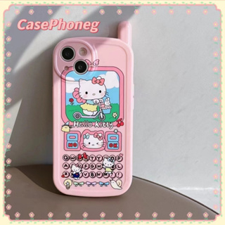 🍑CasePhoneg🍑การ์ตูน Hello Kitty สีชมพู iPhone 11 14 pro max ป้องกันการหล่น ความคิดสร้างสรรค์ case for iPhone 12 13