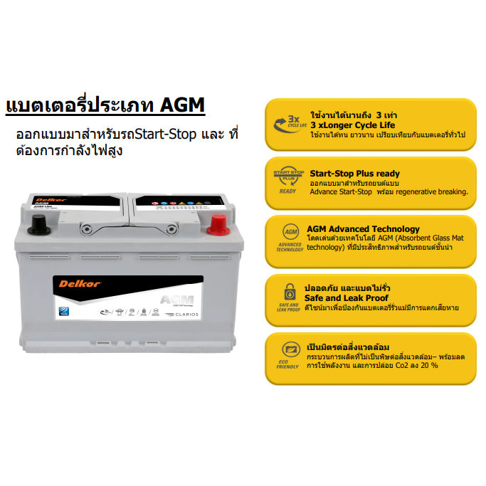 แบตเตอรี่-agm-ln2-start-and-stop-ยี่ห้อ-delkor-ผลิตนำเข้าจากประเทศเกาหลี-สินค้ารับประกัน-24เดือน-สอบถามแบตตรงรุ่น