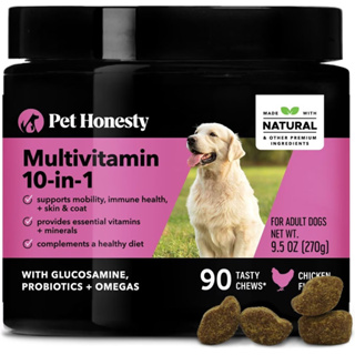 อาหารเสริมสุนัข PetHonesty สูตร 10-For-1 Multivitamin รส ไก่ ขนาด 90 เม็ด