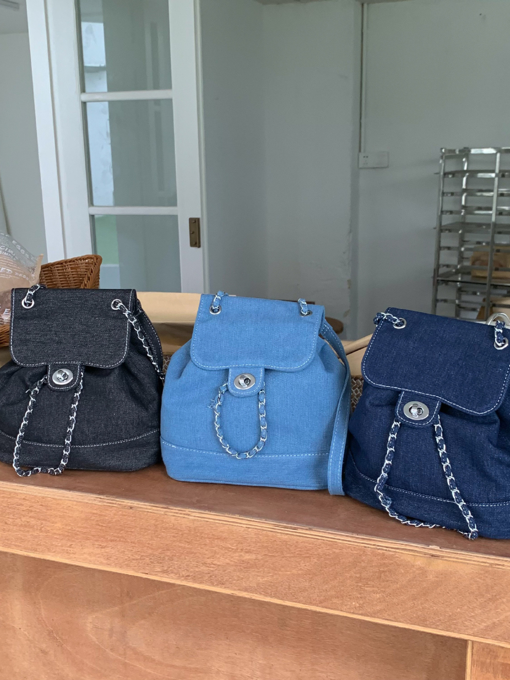 cpjgirlxx-พร้อมส่ง-2สี-bonbon-denim-jean-backpack-กระเป๋าเป้-ผ้ายีนส์-เกาหลี