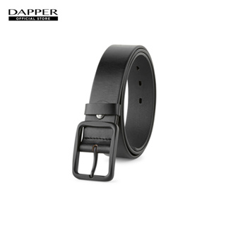 DAPPER เข็มขัดผู้ชาย หนังแท้ Saddle Leather Pin Buckle Belt สีดำ (BSCB1/1315PN1)