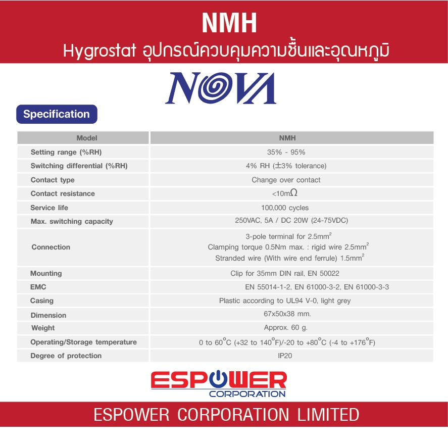 nova-hygrostat-nmh-อุปกรณ์ควบคุมความชื้นและอุณหภูมิภายในตู้คอนโทรล-ไล่หยดน้ำ-ยืดอายุอุปกรณ์ภายในตู้คอนโทรล