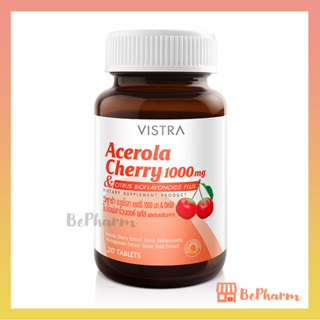 Vistra Acerola Cherry 1000 mg &amp; Citrus Bioflavonoids Plus 20 เม็ด วิสทร้า อะเซโรลา เชอร์รี่ วิตามินซี