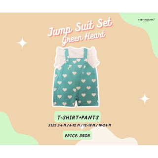 [พร้อมส่ง] Barbie Baby-Green Heart Jumpsuit Set