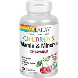 💥สินค้าUSA🇺🇸 Solaray Childrens Chewable Vitamins and Minerals, Natural Black Cherry Flavor, 120 Chewables