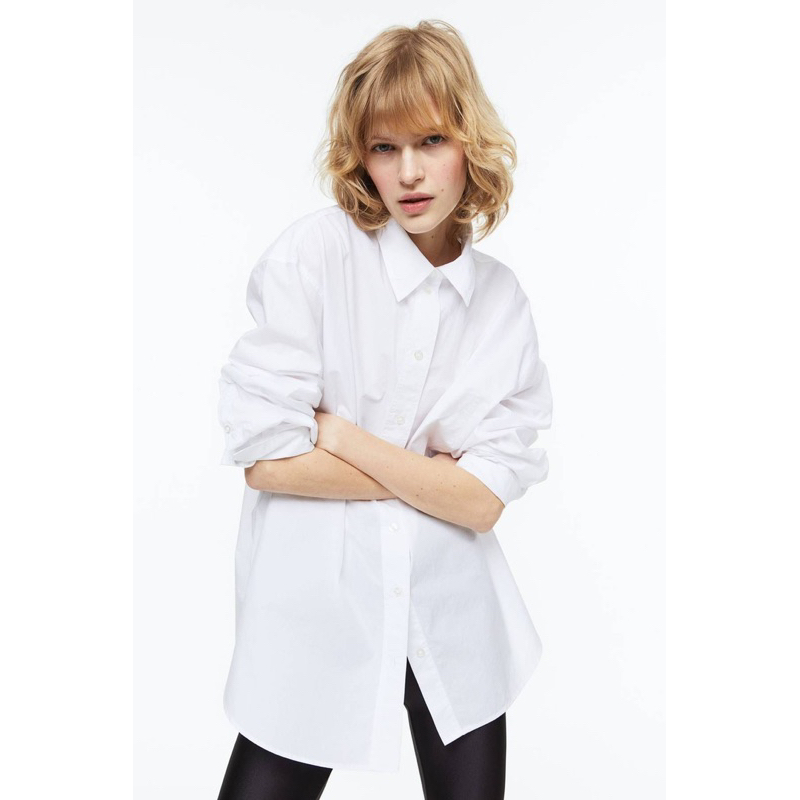 zara-shirt-x-cotton-x-m-oversize-คอลใหม่-ขาวสะอาด-อก-50-ยาว-27-38-code-1208-8