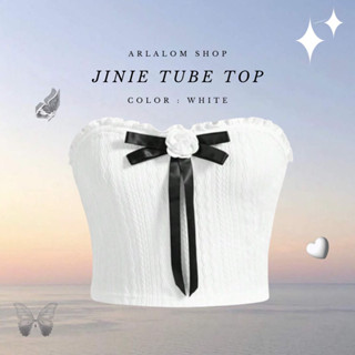 Arlalom ✿ Jinie Tube Top | เสื้อเกาะอก สีขาว แต่งโบว์หน้า น่ารักมาก #A1002