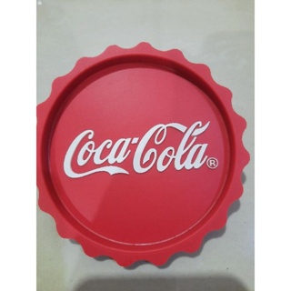 จานรองเเก้วของเเท้100%COCA-COLA COKEของใหม่มือ1ซิลิโคนอย่างดีทรงฝาจีบขนาด9.5ซม.